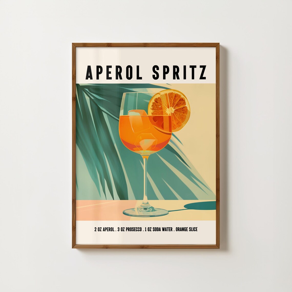 Retro Aperol Spritz Italian Cocktail Recipe Art With Orange Slice Poster