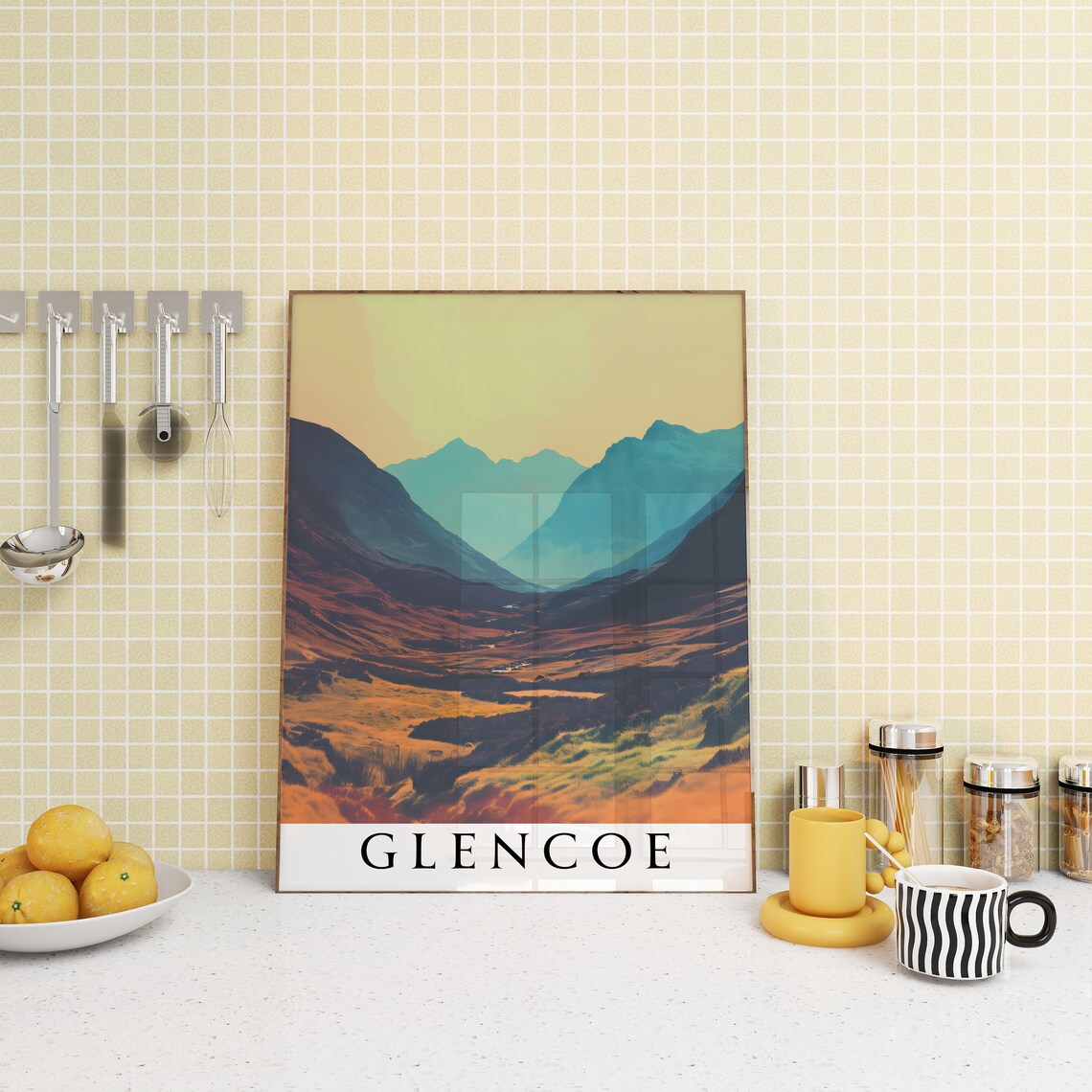 Glencoe Autumn Valley Rust Mountains Scotland Travel Art Poster - Image 3