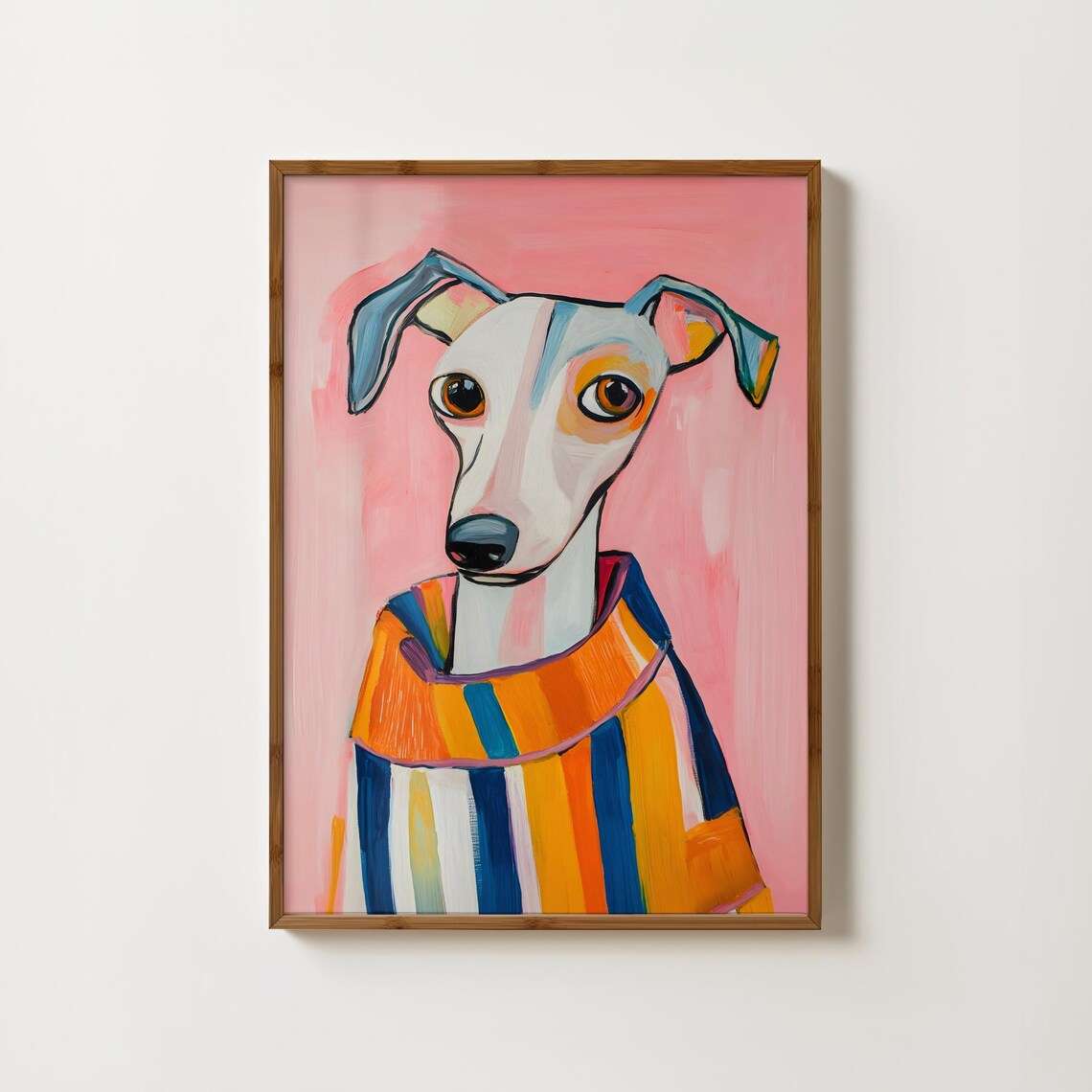 Pink Whippet, Italian Greyhound Dog Art Print