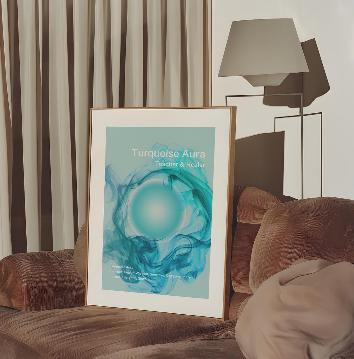 Turquoise Aura Teacher and Healer Swirling Smoke Spiritual Wall Poster - Image 3