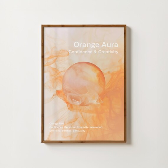 Orange Aura Print Aura Energy Poster Chakra Wall Art Spiritual Art Print Meditation Poster Positive Affirmation Trendy Orange Gradient Print