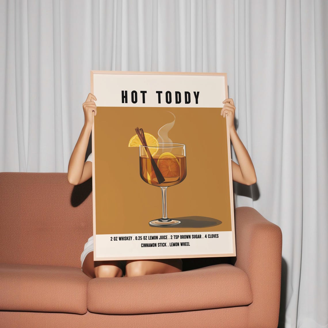 Classic Hot Toddy Whiskey Cocktail Recipe Retro Bar Cart Poster - Image 2