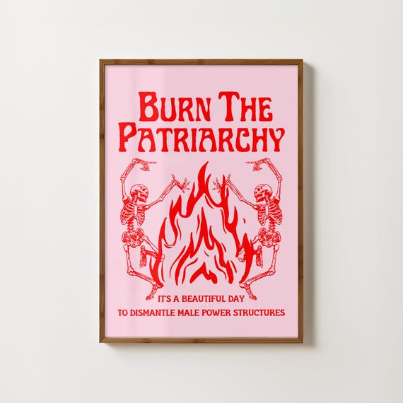 Burn The Patriarchy Print Feminist Poster Witchy Feminist Art Skeleton Prints Feminism Painting Female Empowerment Feminist Art