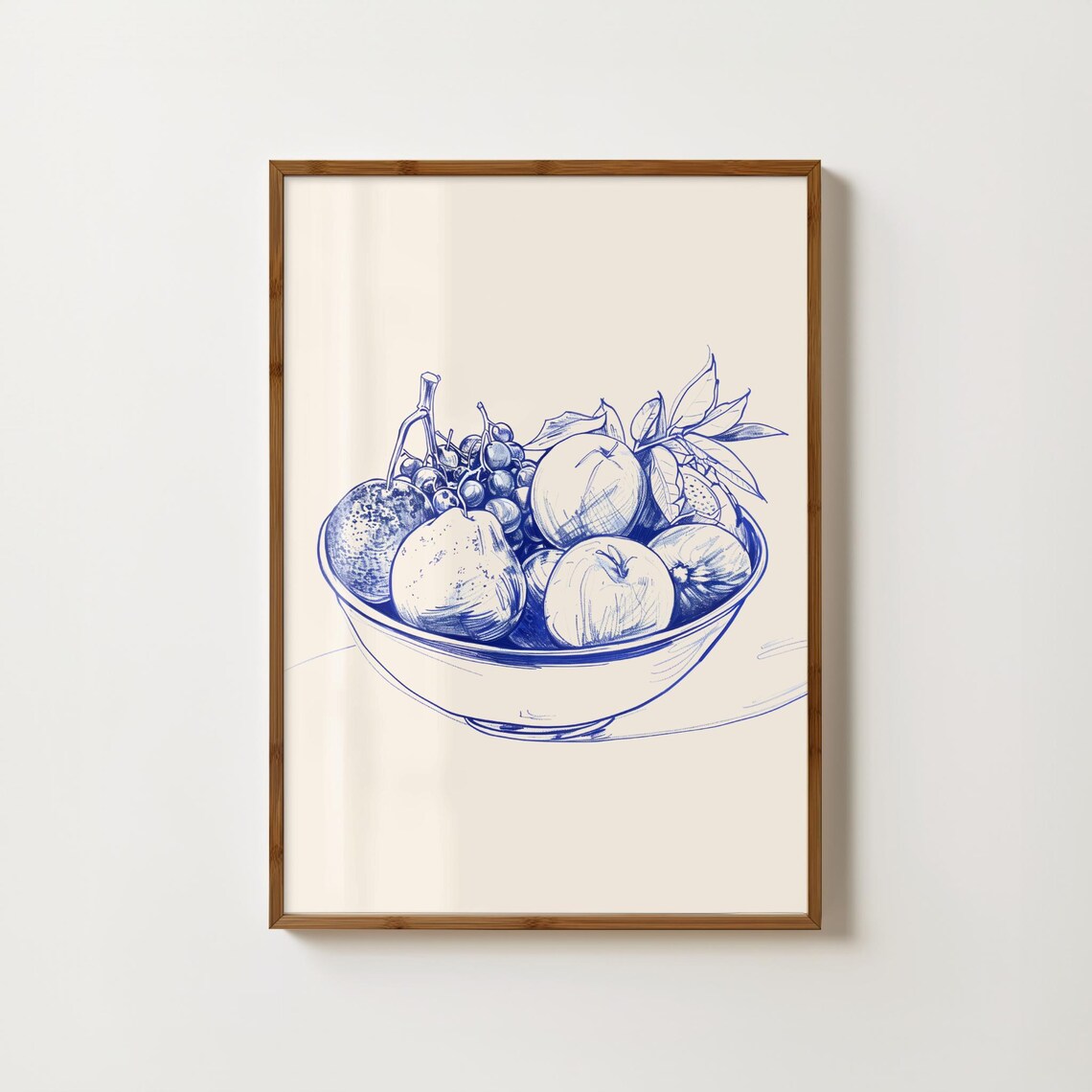 Fruit Bowl Print Neutral Kitchen Decor Fruit Sketch Food Painting Fruit Market Poster Breakfast Prints Farmhouse Kitchen Wall Art Cafe Decor