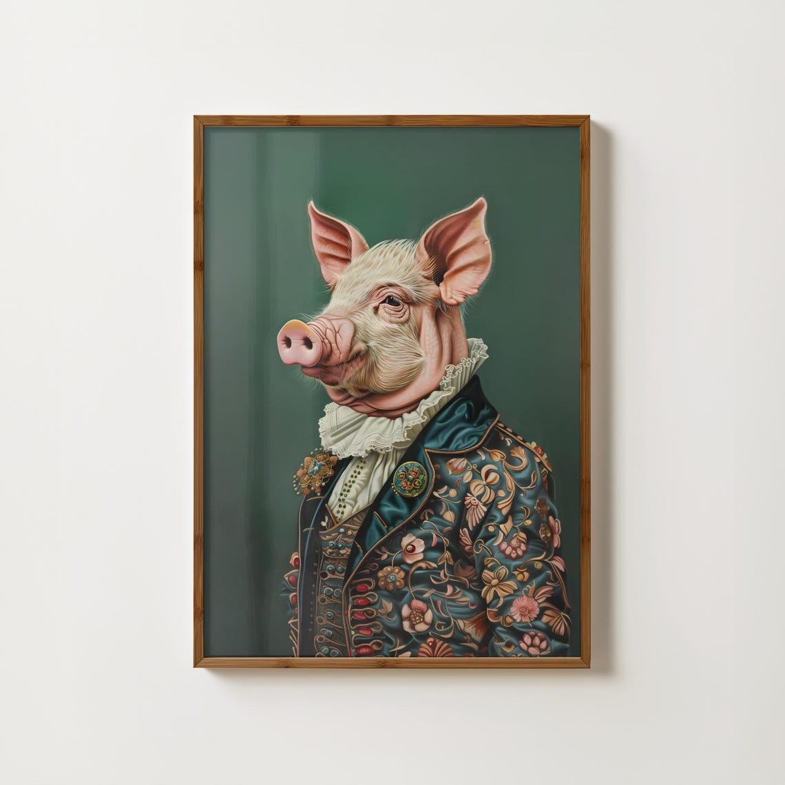 Flamboyant Pig In Victorian Brocade Coat Animal Portrait Poster