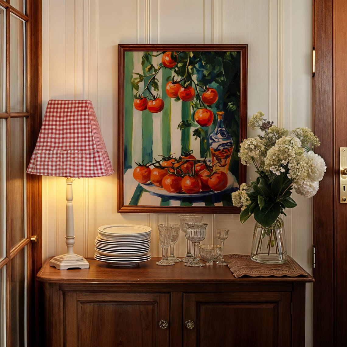 Ripe Red Tomatoes On Vine Italian Kitchen Still Life Scene Poster - Image 3