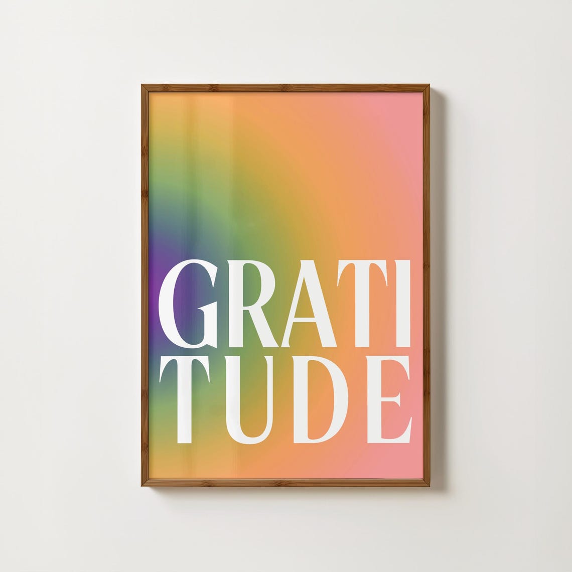 Gratitude in Bold Rainbow Gradient Typography Affirmation Poster