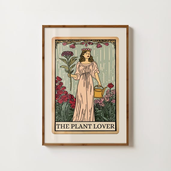 Plant Lover Tarot Card, Botanical Wall Art Print