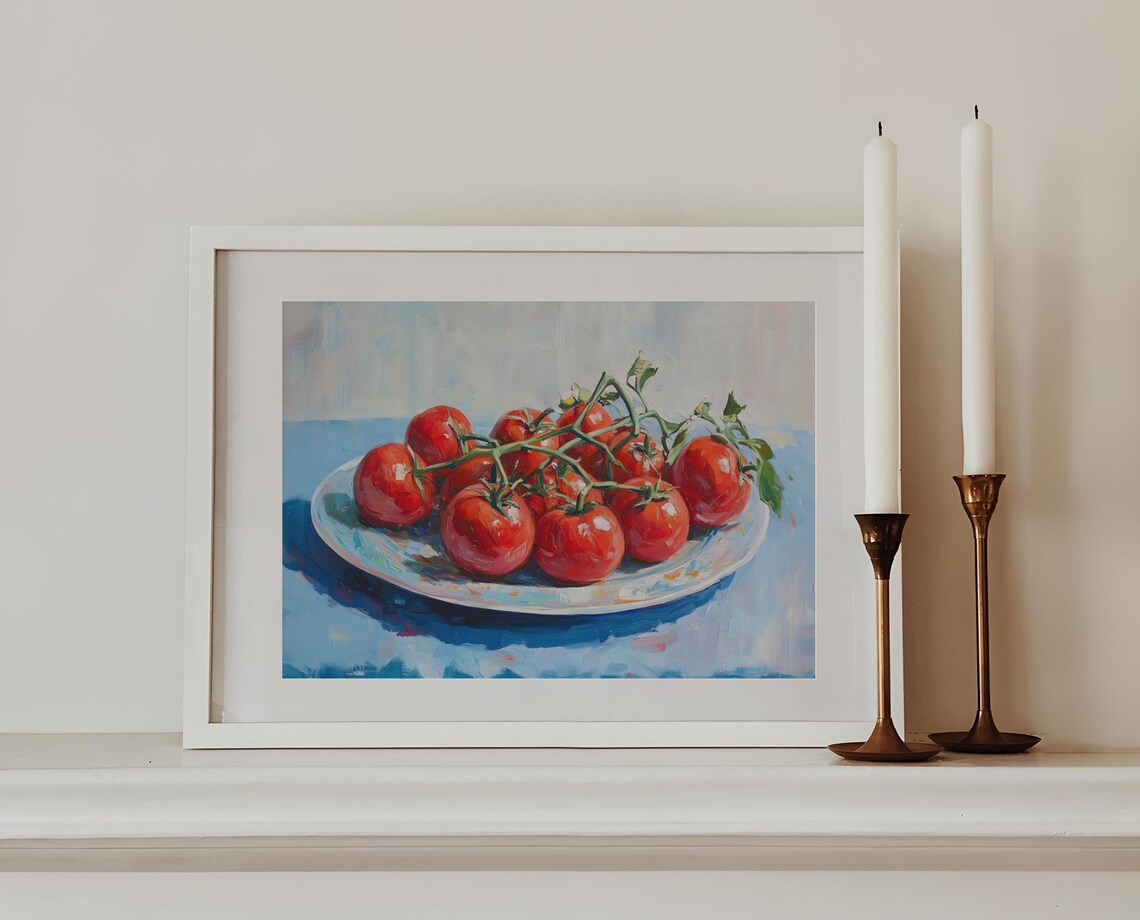 Red Tomatoes on the Vine Oil Painting Kitchen Still Life Poster - Image 3