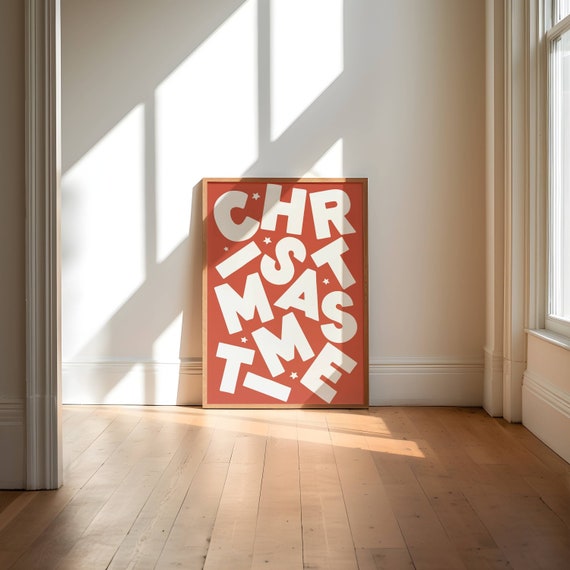 Christmastime Holiday Art Print, Neutral Christmas Decor