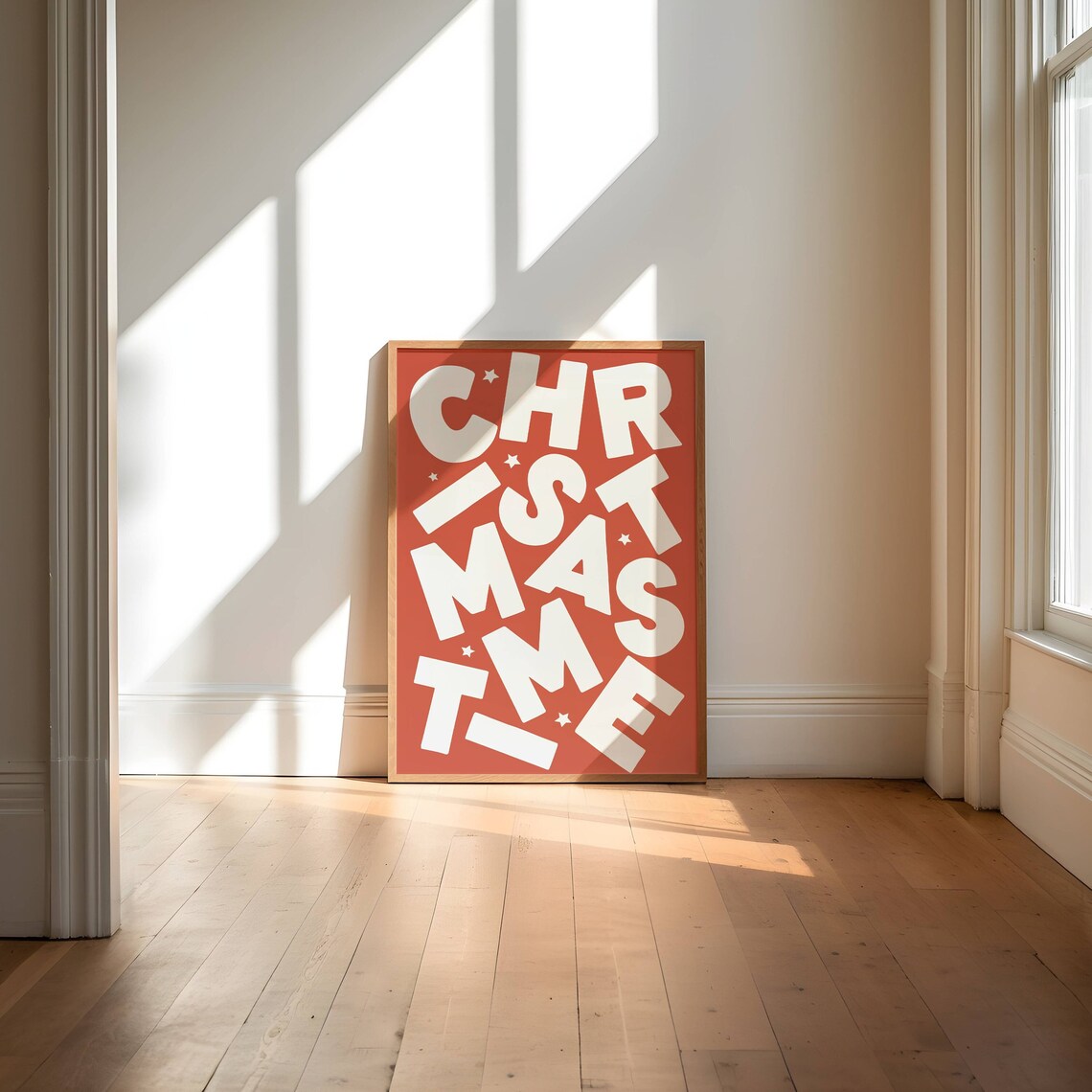Christmastime Holiday Art Print, Neutral Christmas Decor