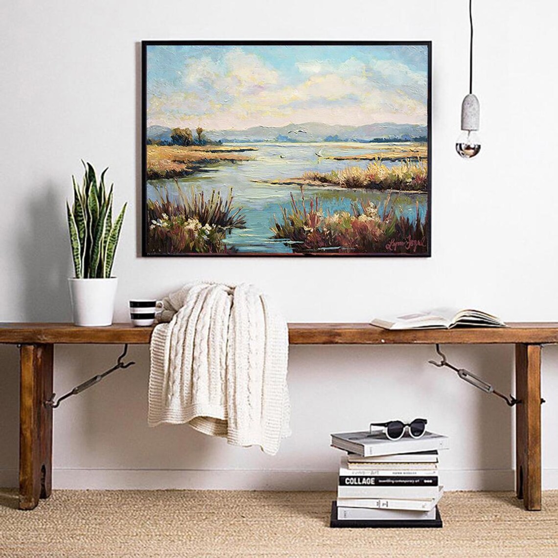 Carpinteria Salt Marsh Wetland Inlet Golden Reeds Landscape Poster - Image 4