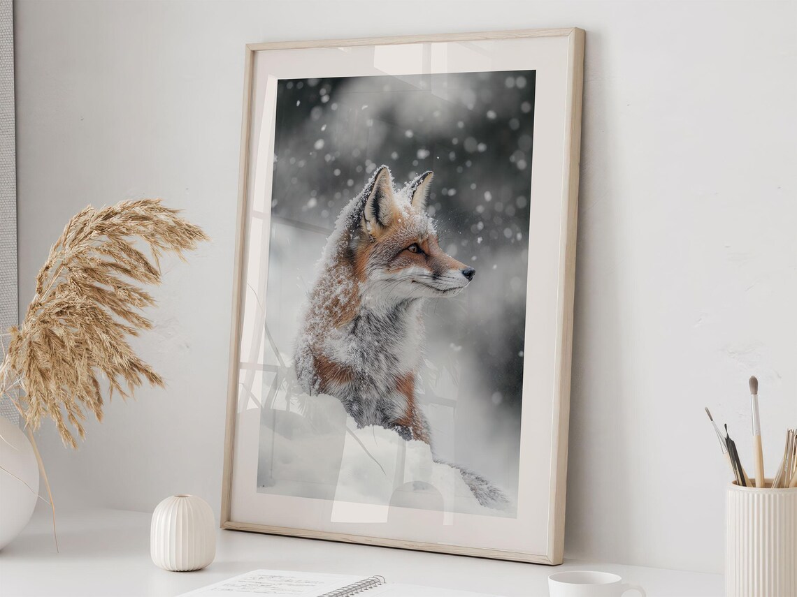 Fox In Winter Poster, Winter Nature Photography - Image 3