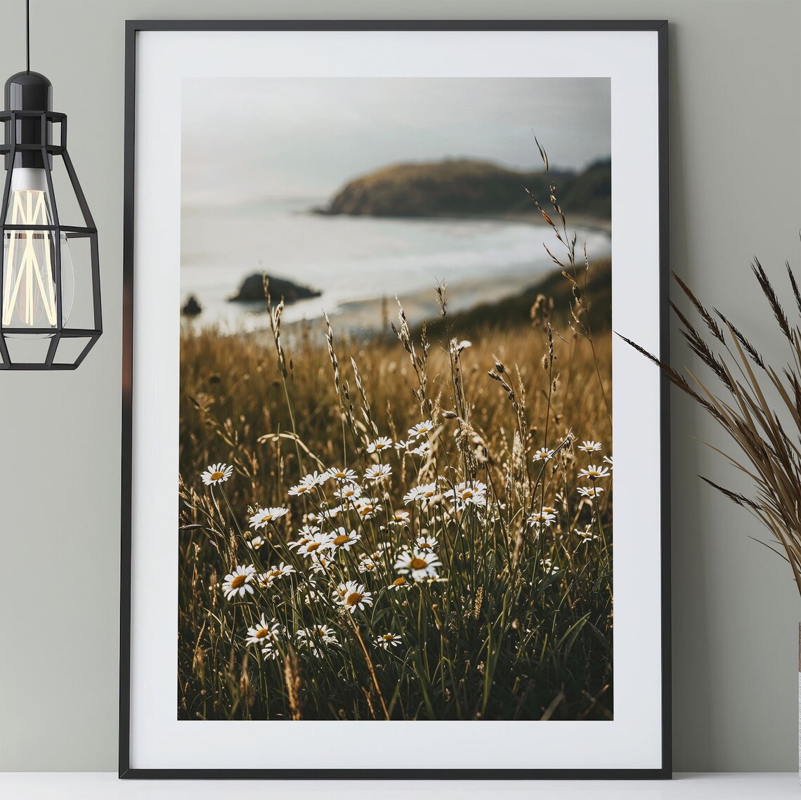 Daisies By The Ocean Poster, Beach Nature Photography - Image 3