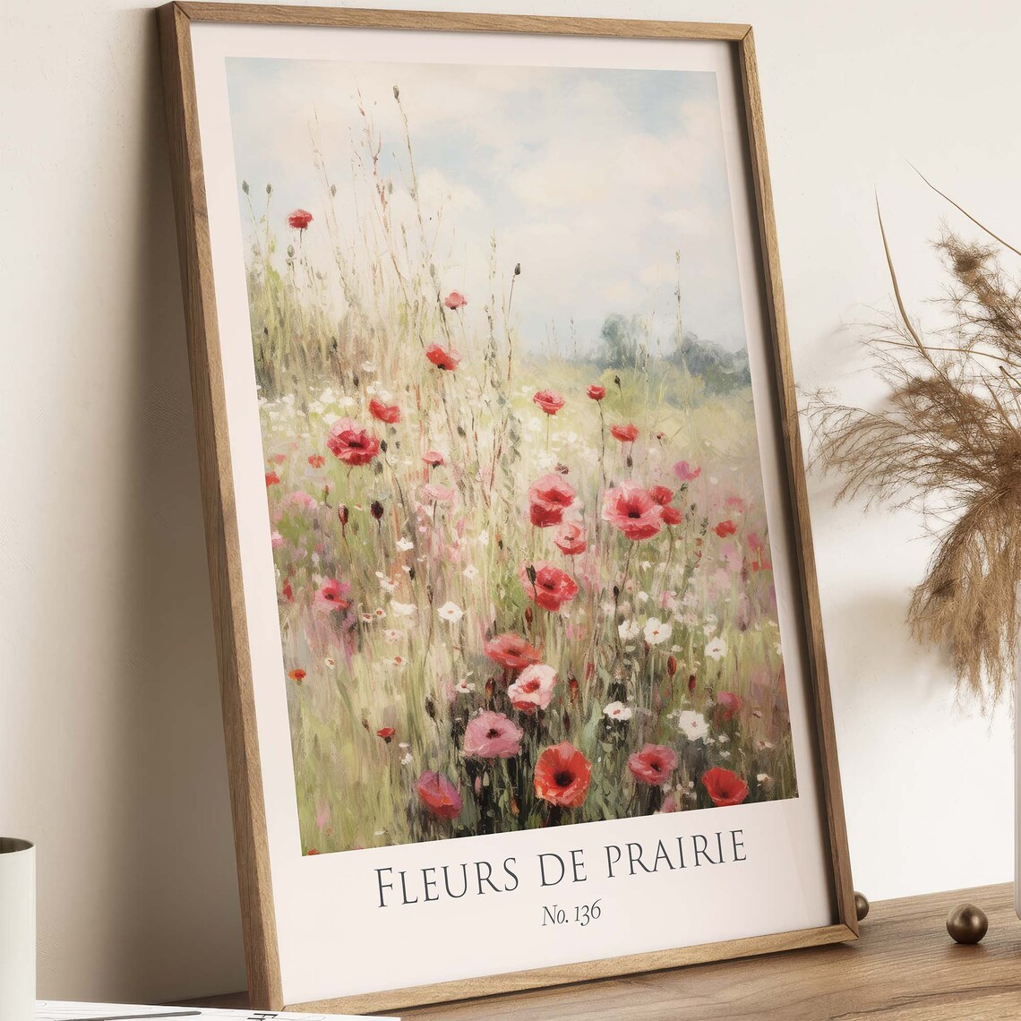 Flower Meadow Scandi Style Wall Art Print - Image 3