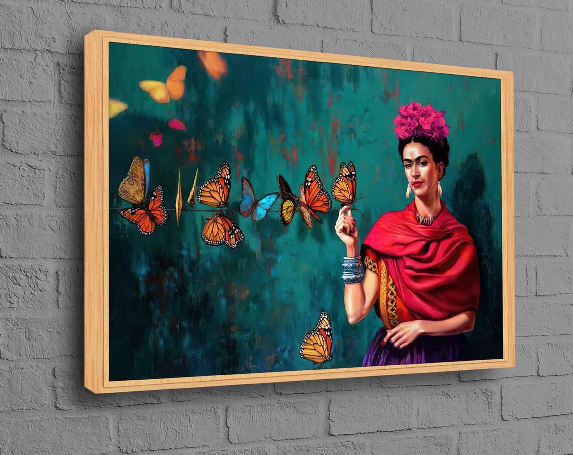 Frida and Butterflies Wall Decor Art Print