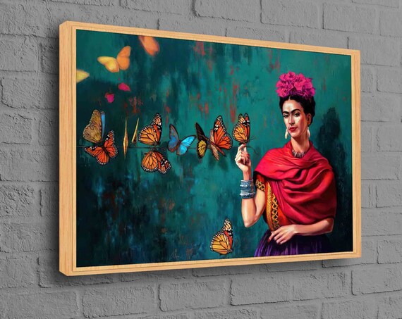 Frida and Butterflies Wall Decor Art Print