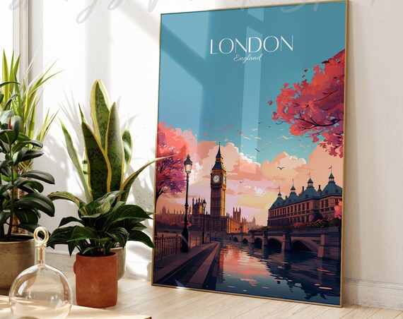 London Skyline Vintage Travel Poster