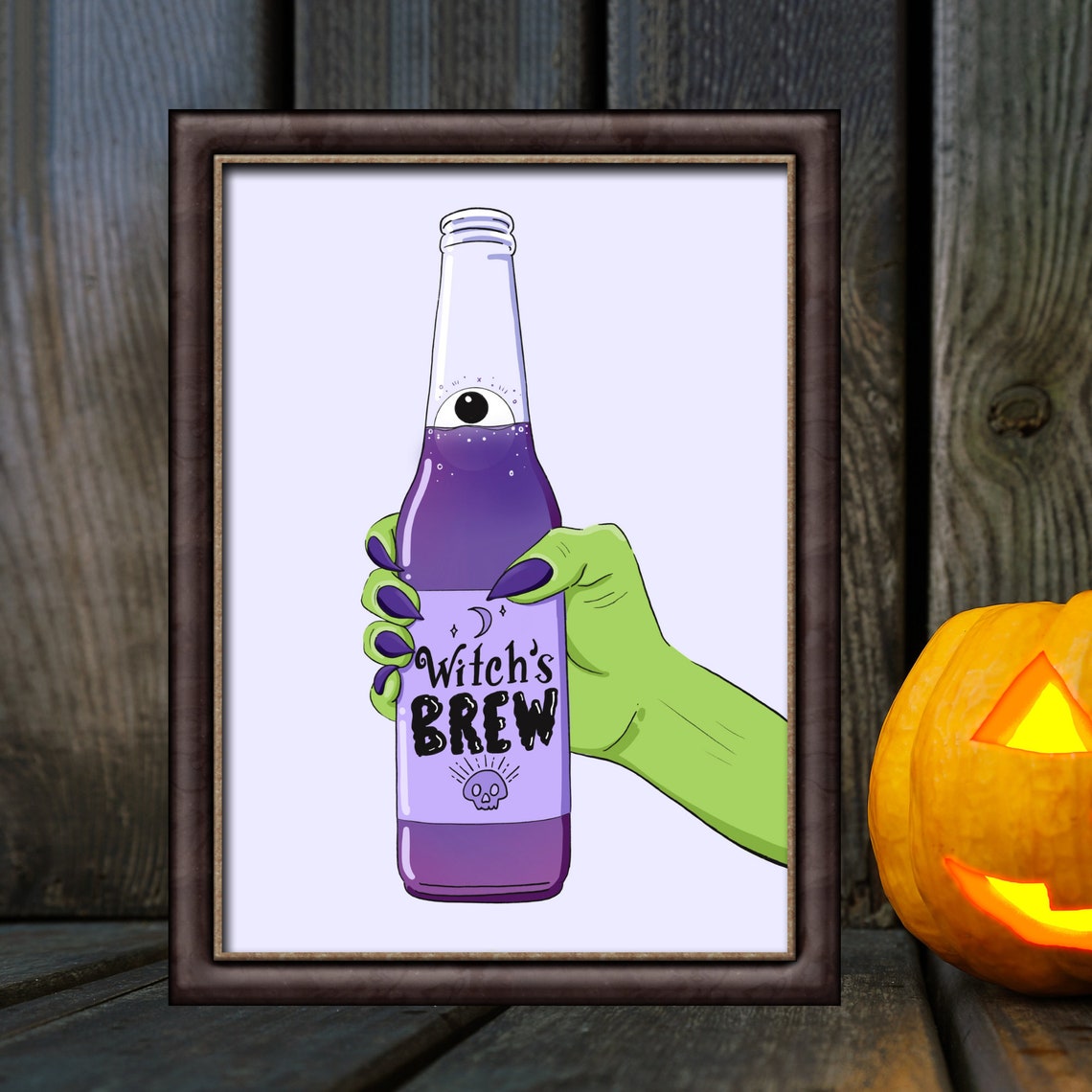 Witchs Brew Purple Potion Eyeball Bottle Green Hand Halloween Poster - Image 3