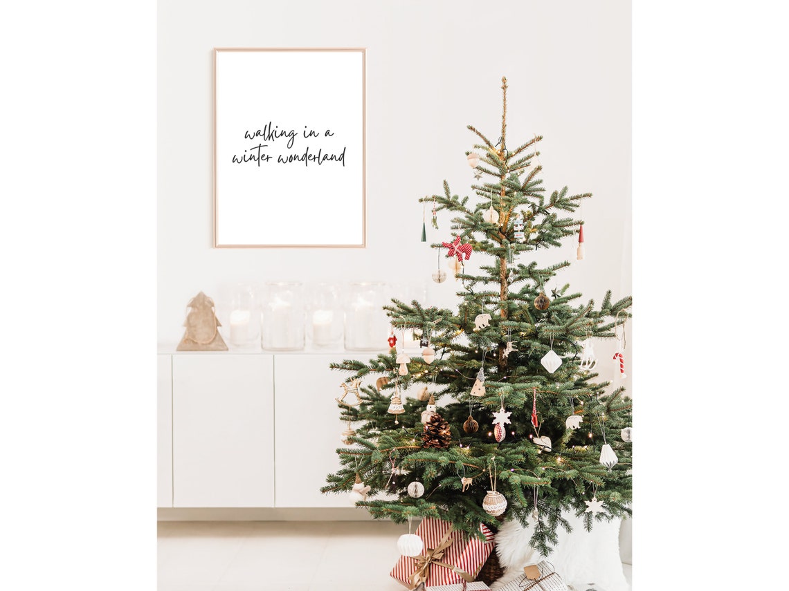 Walking In A Winter Wonderland Quote Script Typography Poster - Image 2