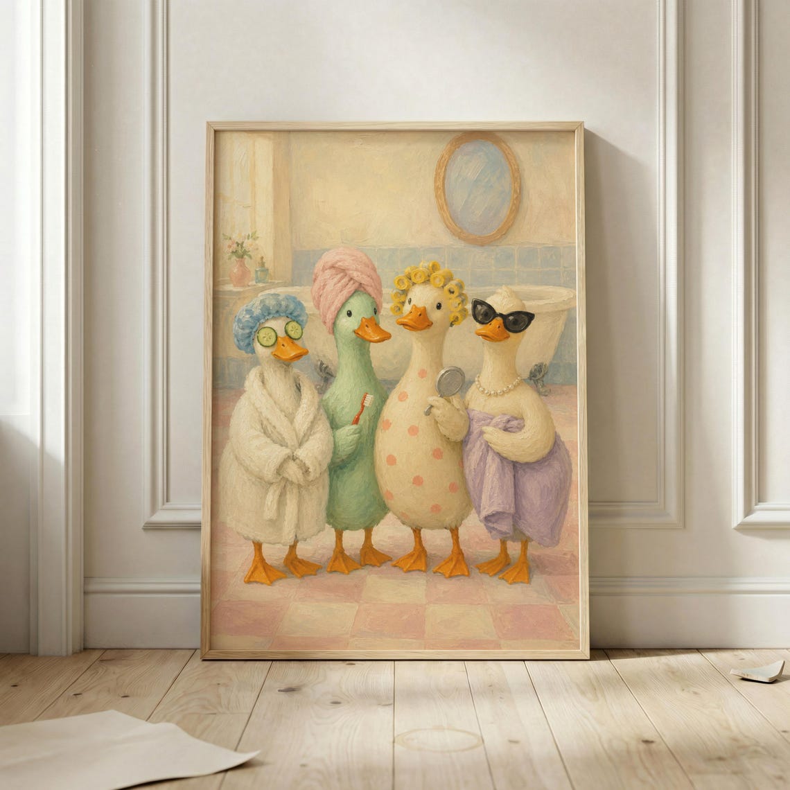 Spa Day Ducks Funny Bathroom Self Care Cucumber Cute Duck Poster