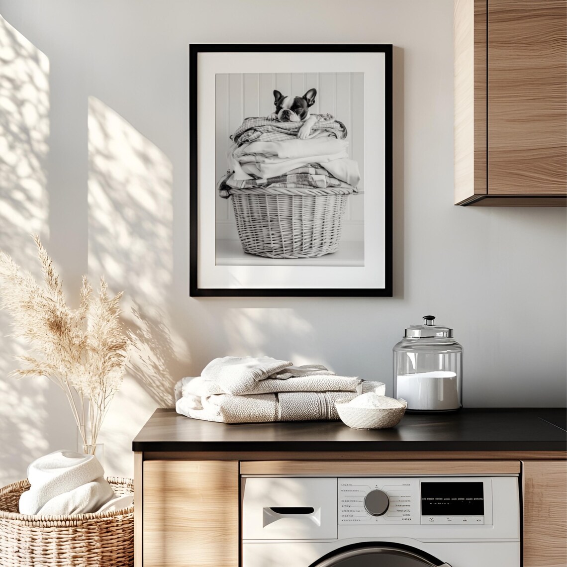 Boston Terrier Laundry Room Art Print, Black White - Image 3