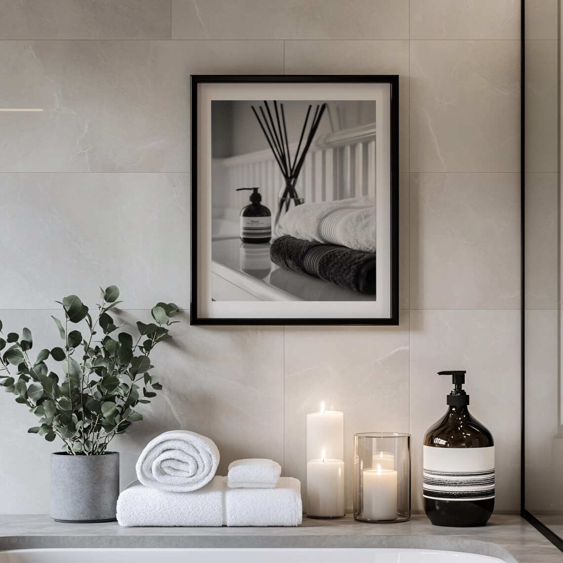Relaxing Bathroom Wall Art, Minimalist Spa Print - Image 3