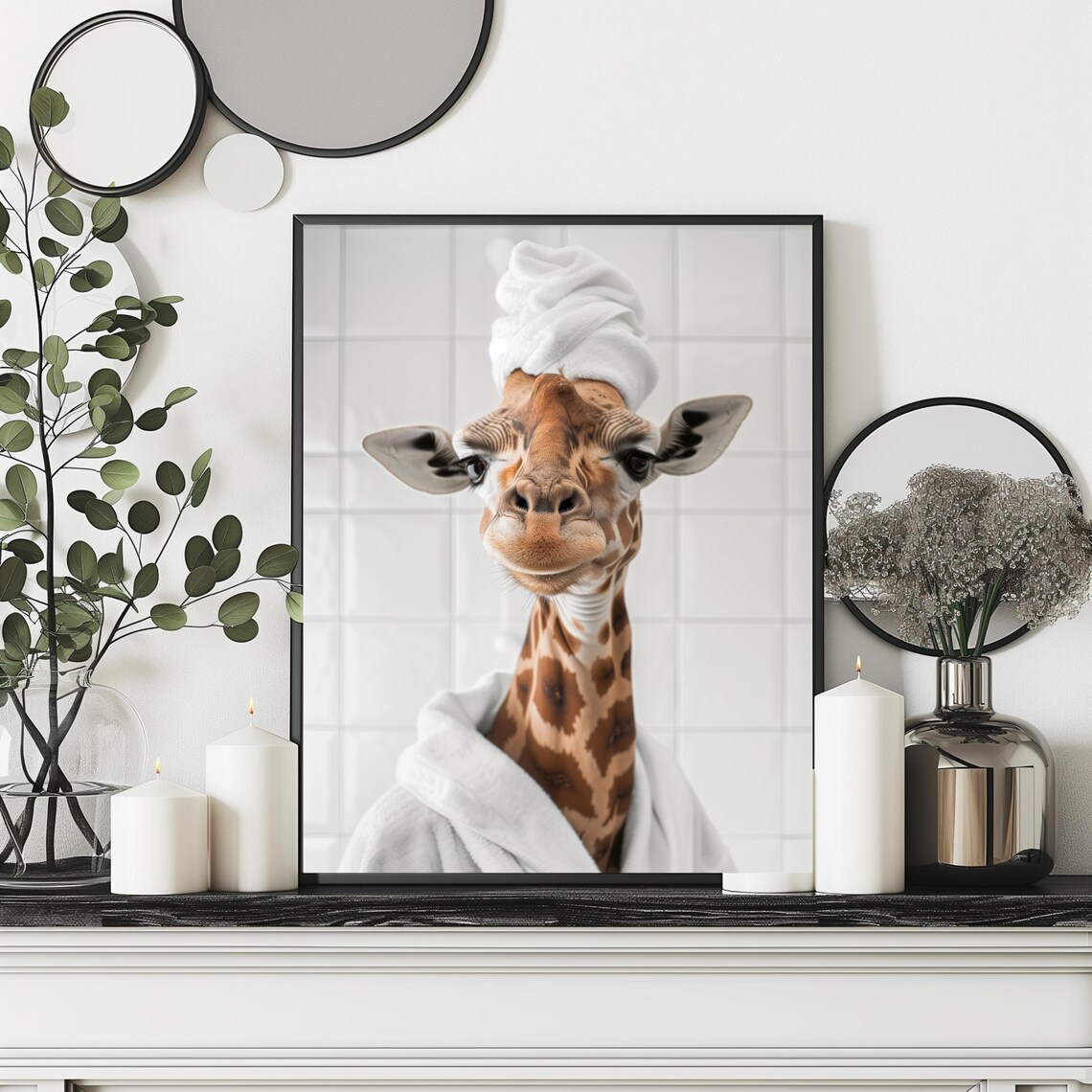 Funny Giraffe Bathroom Art Print, Humorous Decor - Image 2