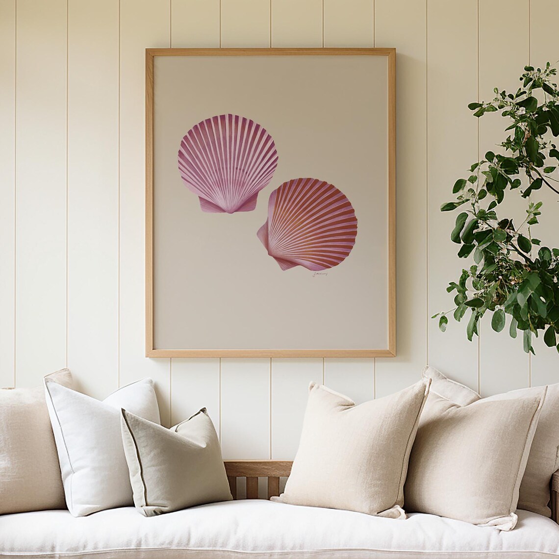 Seashell Art Print, Beachy Coastal Apartment Decor
