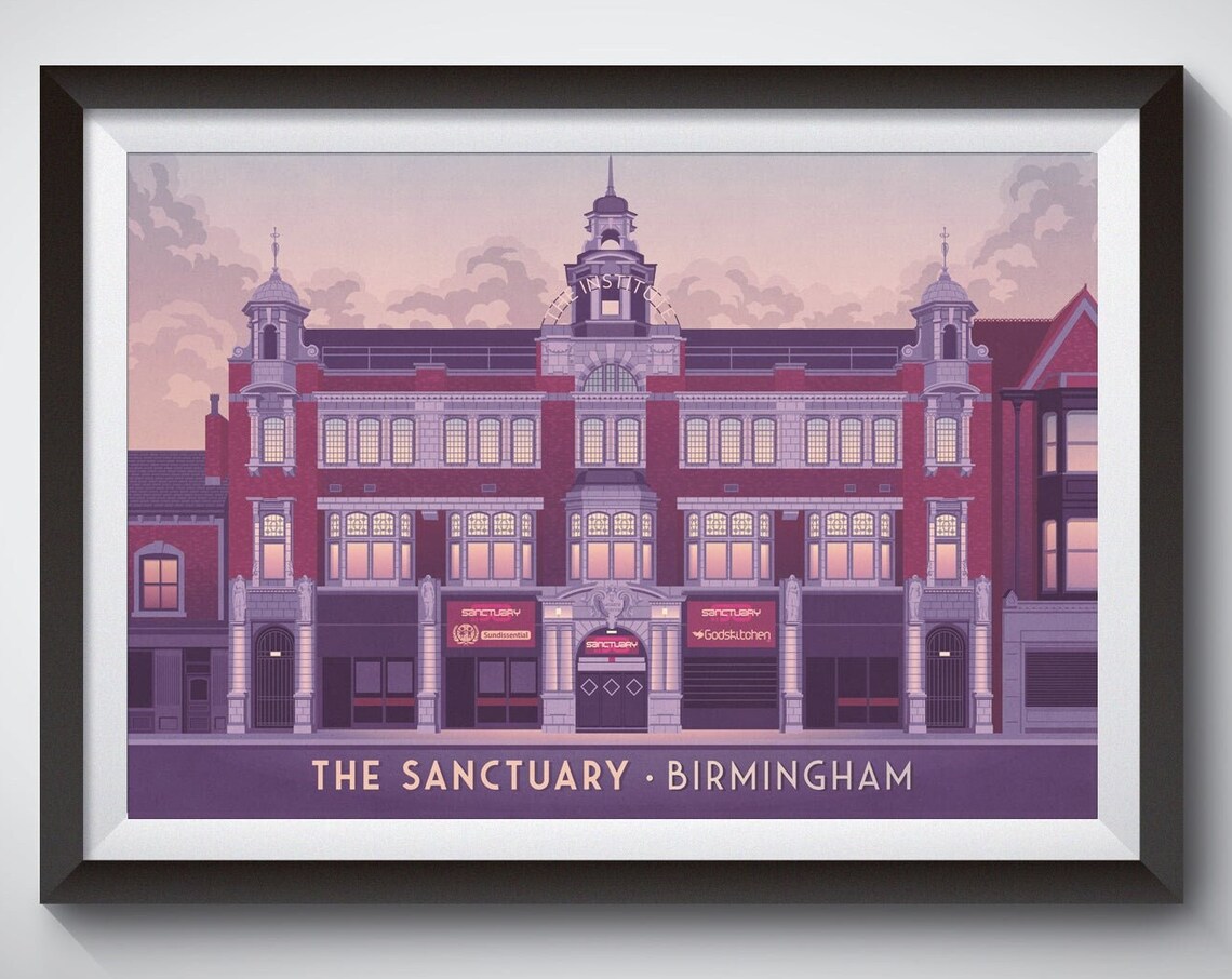 Sanctuary Nightclub Birmingham Travel Poster