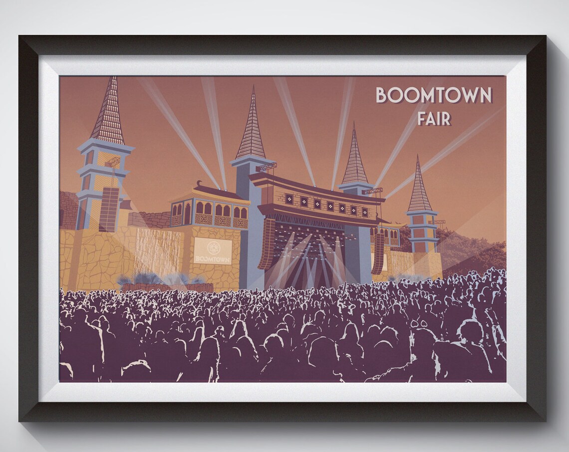 Boomtown Festival Poster, Winchester Hampshire Travel Poster