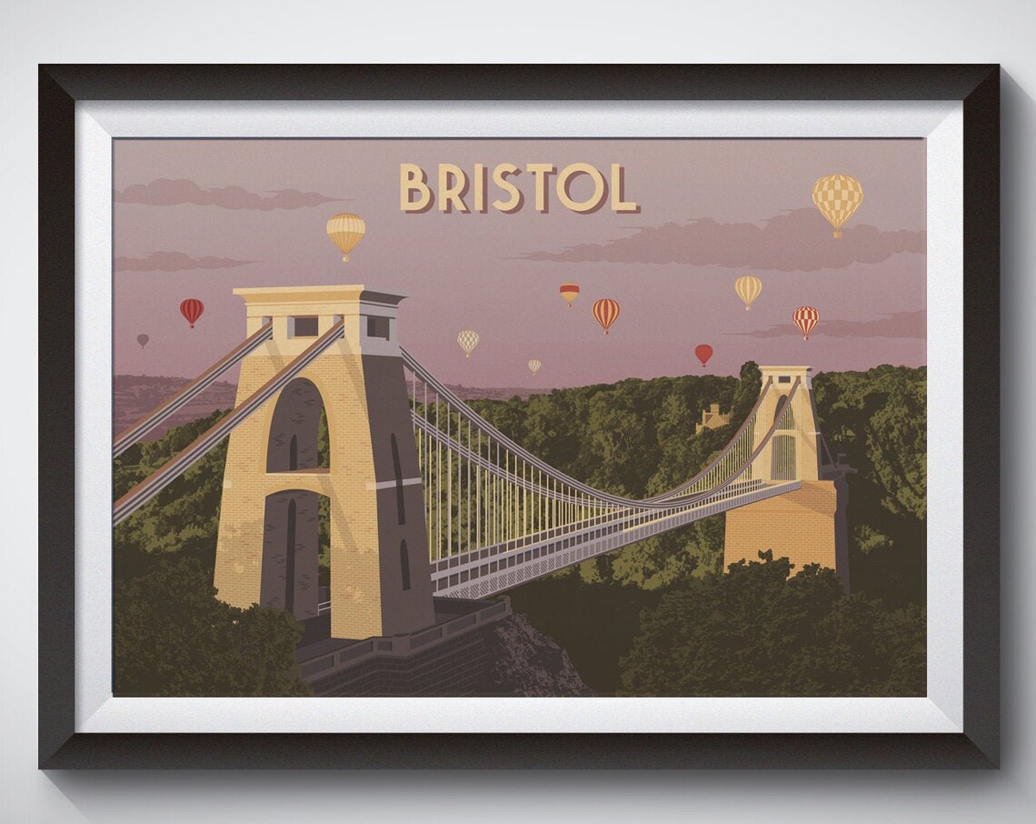Bristol Vintage Travel Poster, Art Deco Print