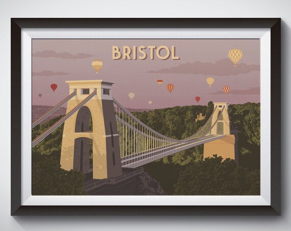 Bristol Vintage Travel Poster, Art Deco Print