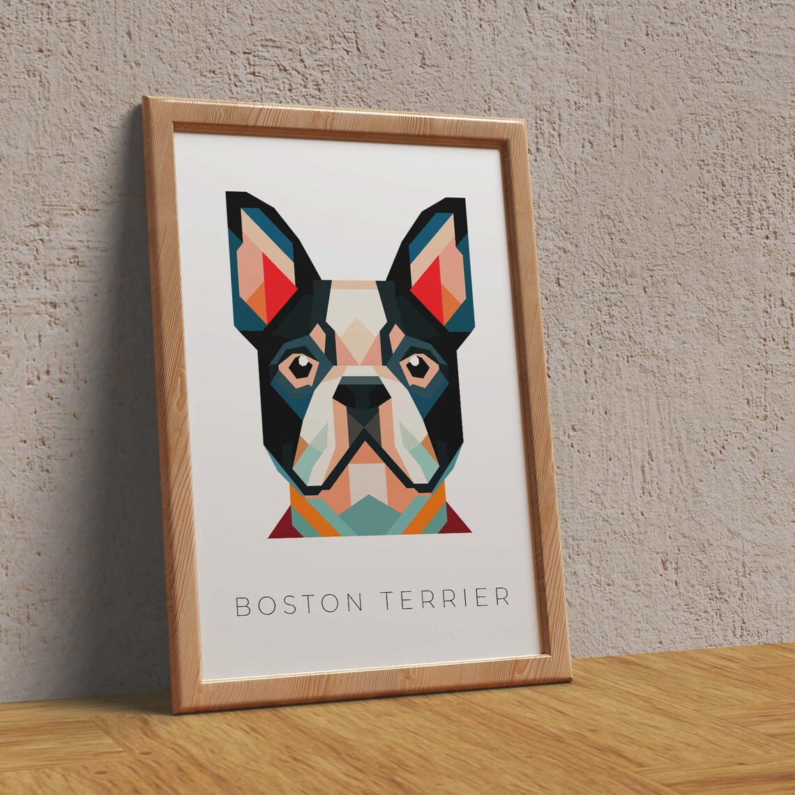 Boston Terrier Geometric Colorful Pop Art Dog Portrait Pet Poster