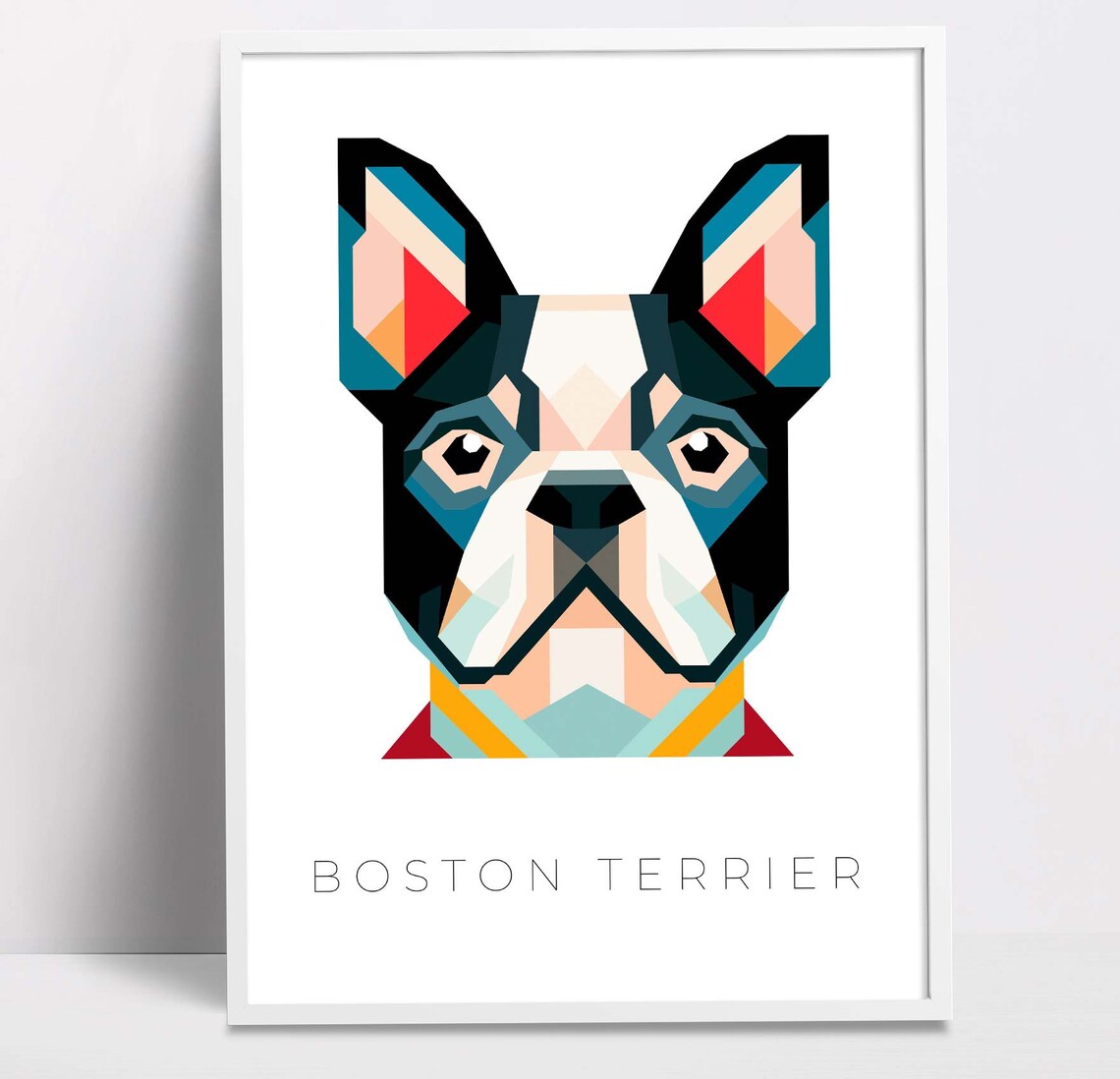 Boston Terrier Geometric Colorful Pop Art Dog Portrait Pet Poster - Image 3