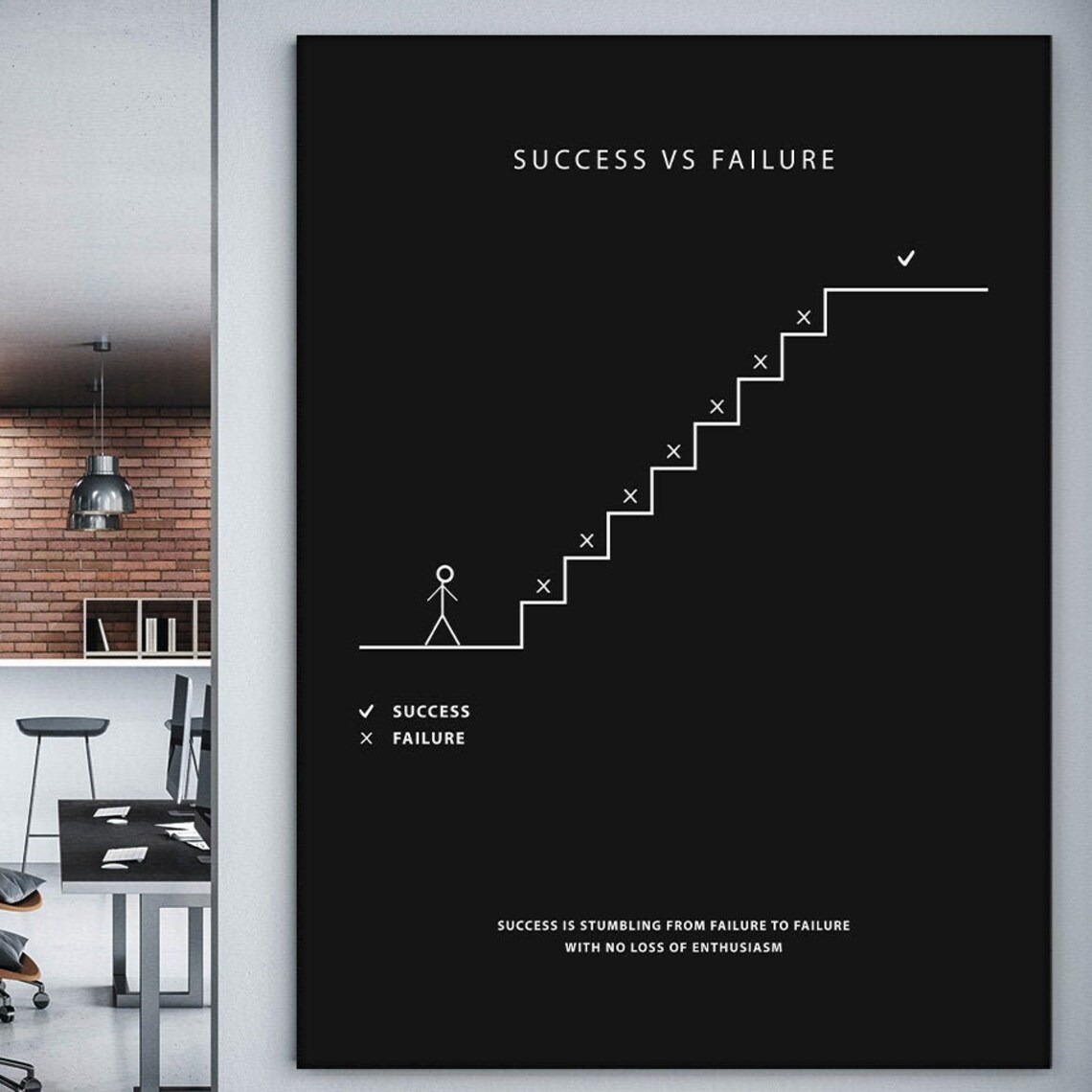Success Vs Failure Inspirational Quotes Art Print