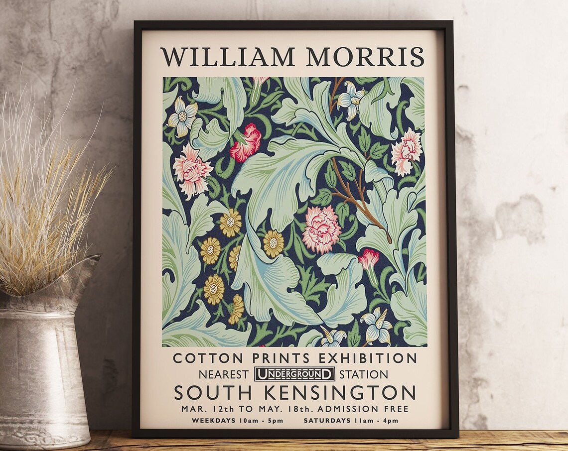 William Morris Exhibition Poster, Vintage Textiles Art - Image 3