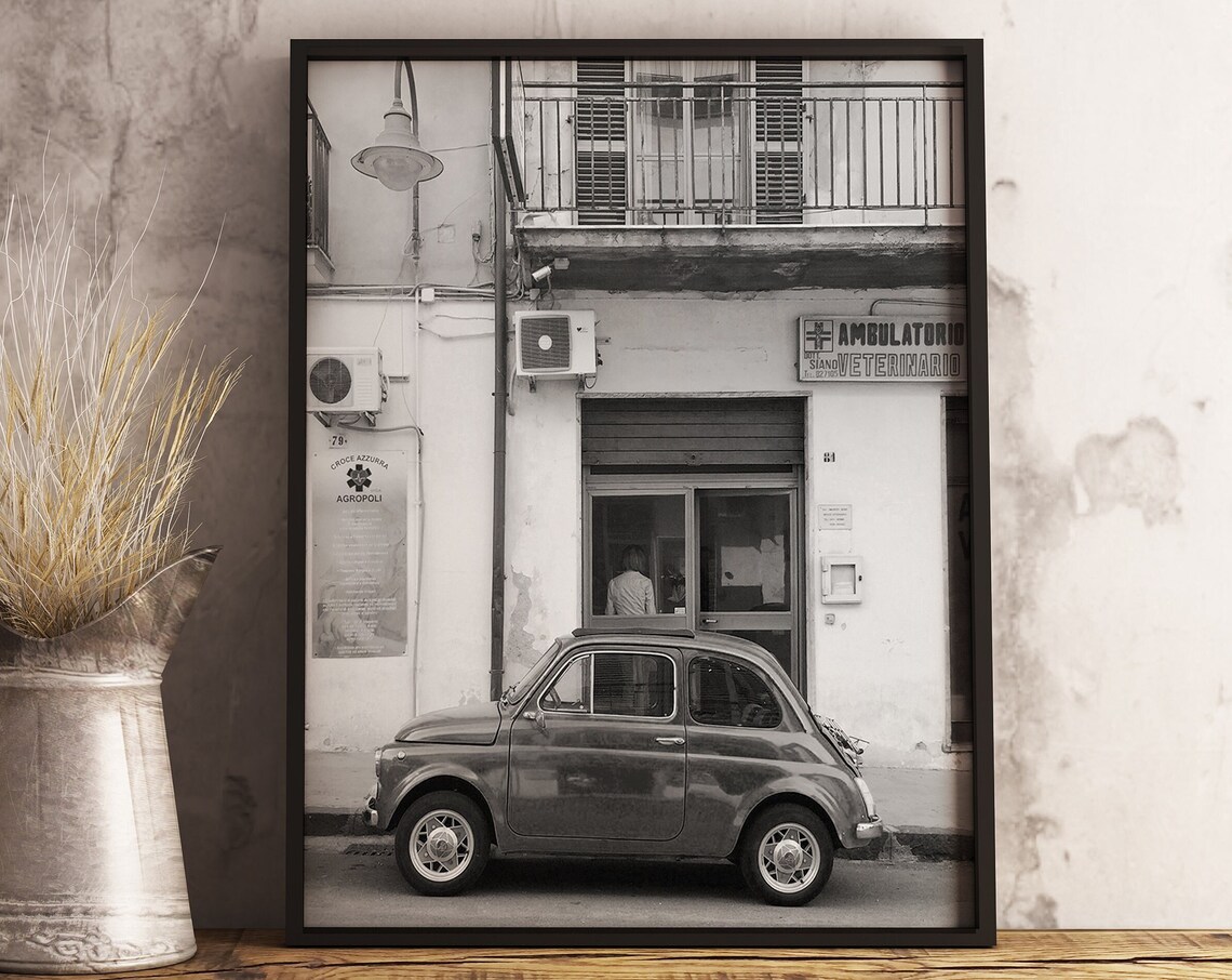 Vintage Italian Car Print, Black And White Poster - Image 3