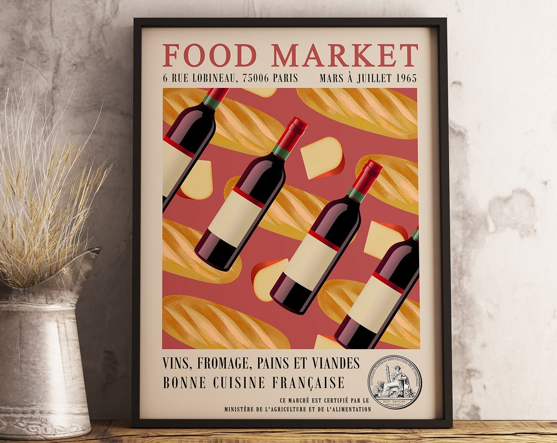 Food Market Paris France Poster Food Art Travel Print Food And Kitchen Wall Art Decor Gift Idea Wine Poster A1a2a3a4 - Image 3
