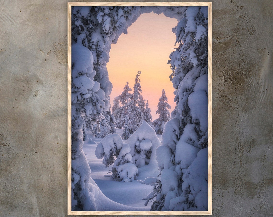 Winter In Lapland Premium Wall Picture With Wooden Frame Winter Landscape Wall Art Living Room Decoration Art Print Poster Fine Art Photography