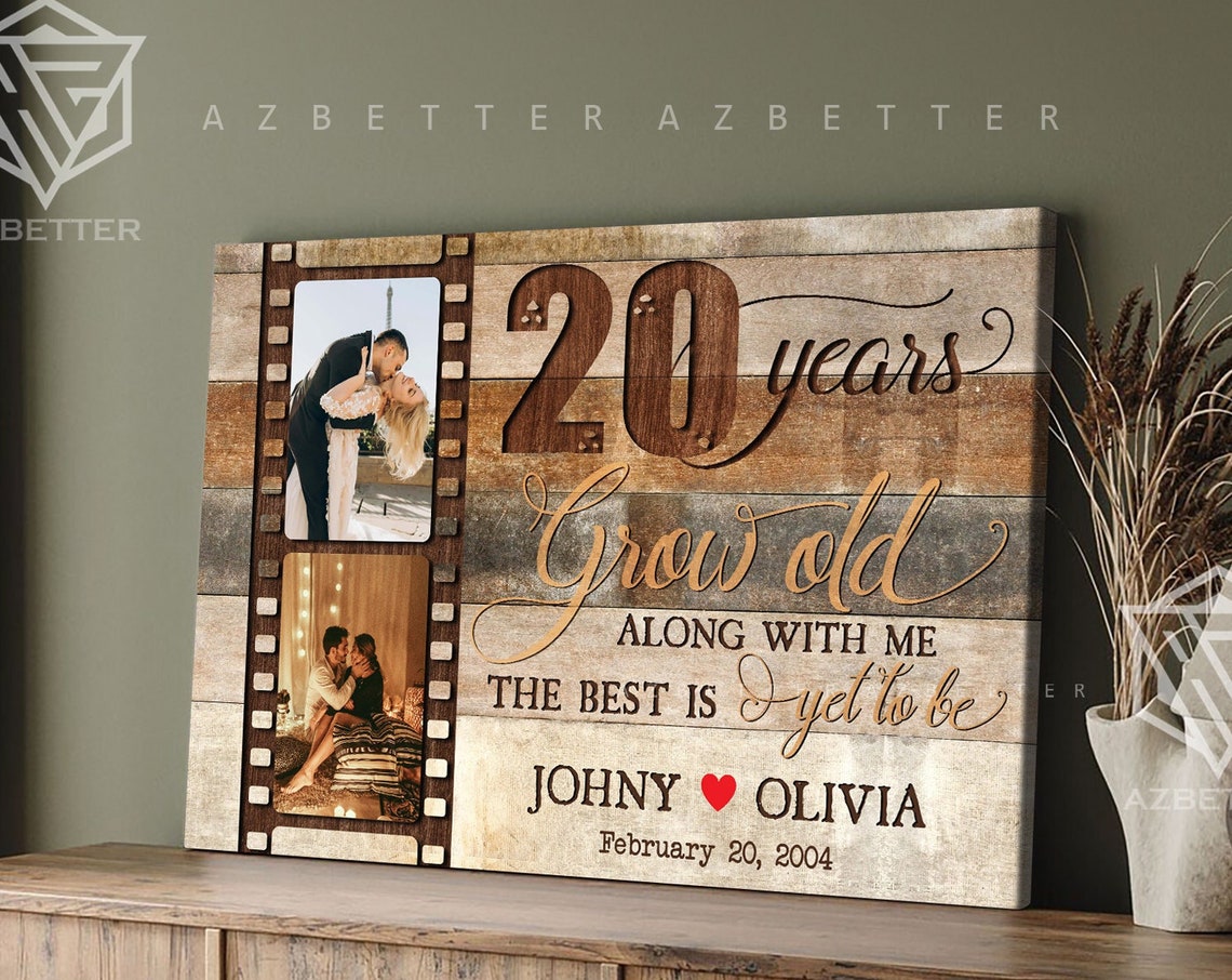 Personalized 20th Anniversary Grow Old Along With Me The Best Is Wedding 20 Anniversary Wall Art Custom Couple Photo Collage