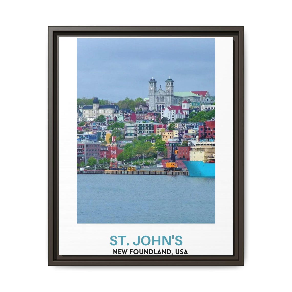 St Johns Colorful Harbor Hillside Port City Travel Scene Poster