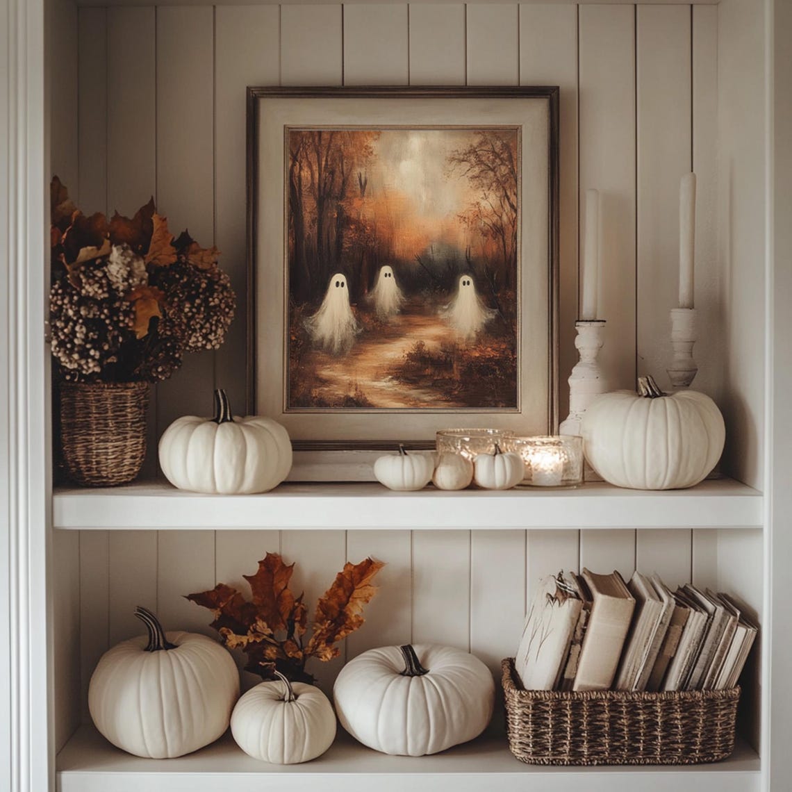 Moody Forest Ghosts, Vintage Halloween Art Print - Image 3