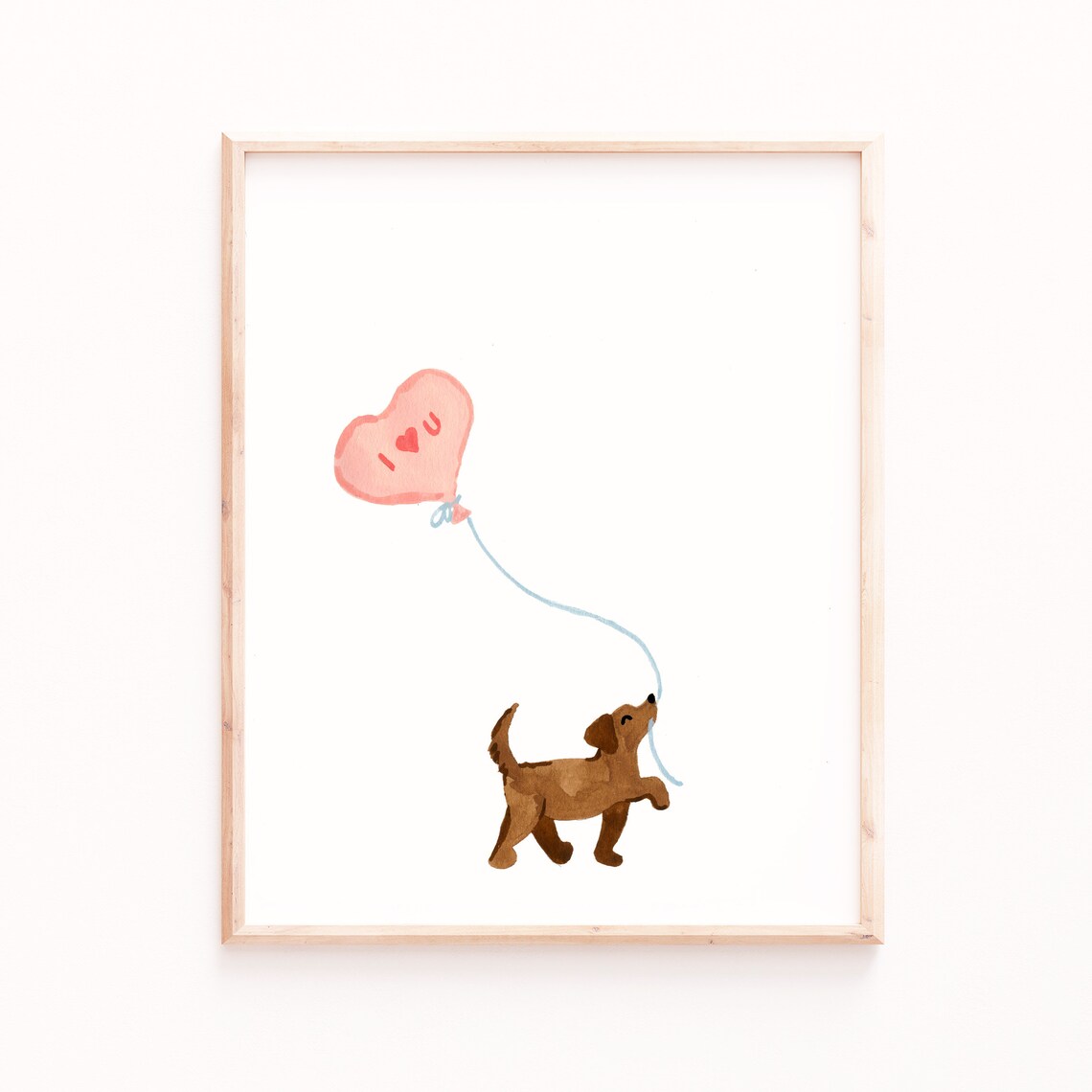 Cute Dachshund Valentine Watercolor Art Print