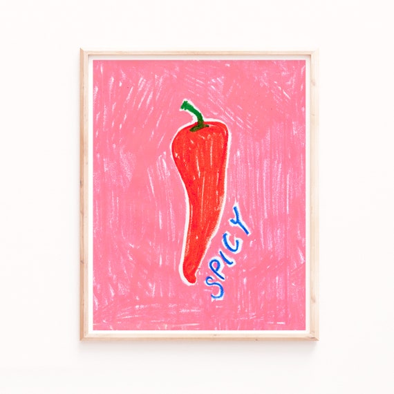 Spicy Chili Pepper Art Print, Modern Kitchen Decor
