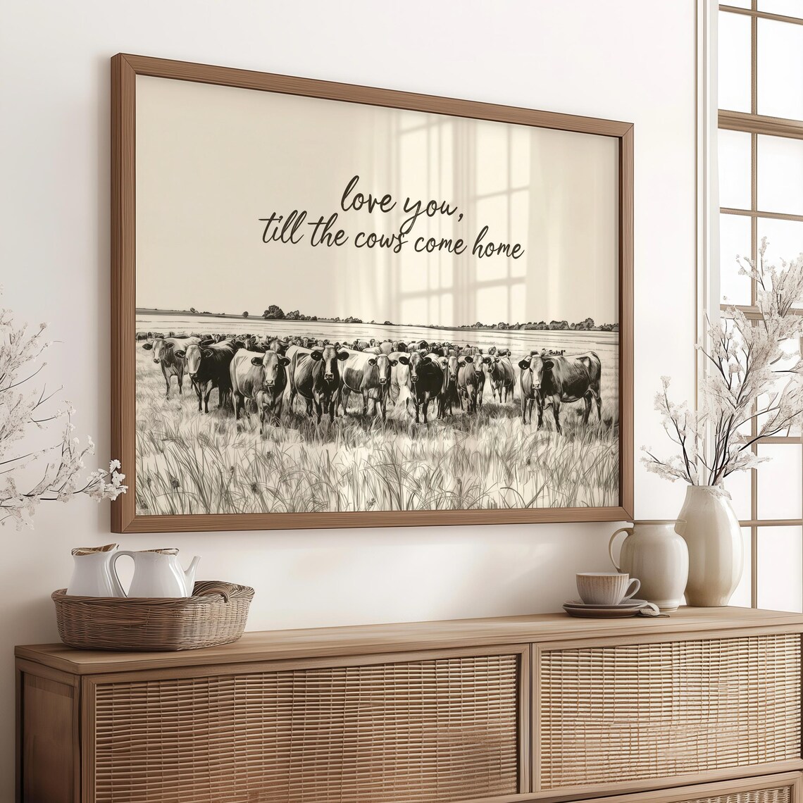 Cows Come Home Rustic Western Nursery Art Print
