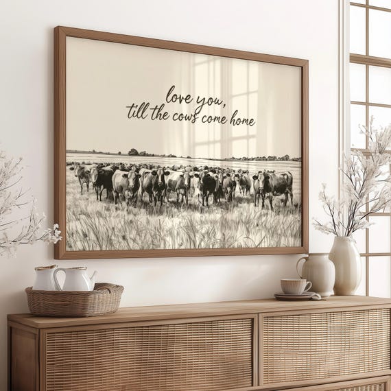 Cows Come Home Rustic Western Nursery Art Print