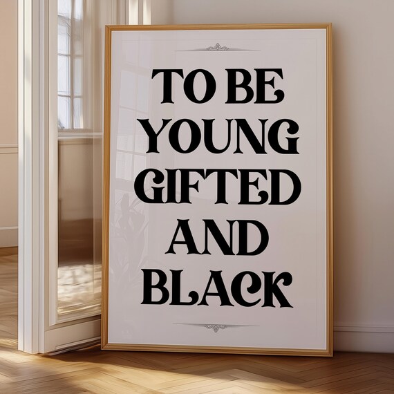 Black Excellence Art Woman Wall Print Inspirational Quote Line Modern Home Decor Instant