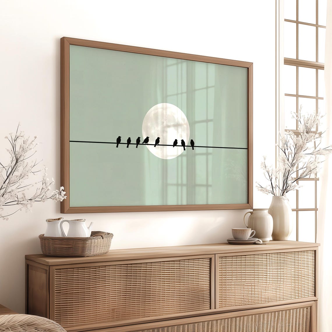 Birds On Wire Minimalist Art Print