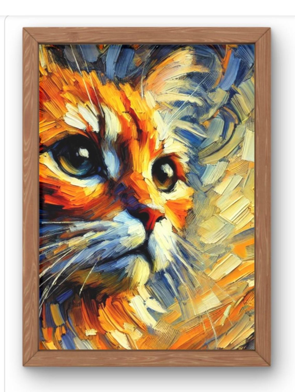 Orange Tabby Cat Impressionist Impasto Portrait Painting Poster